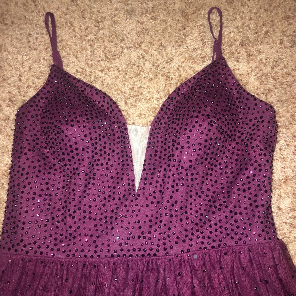 Blondie Nites Purple Rhinestone Prom Dress 💜